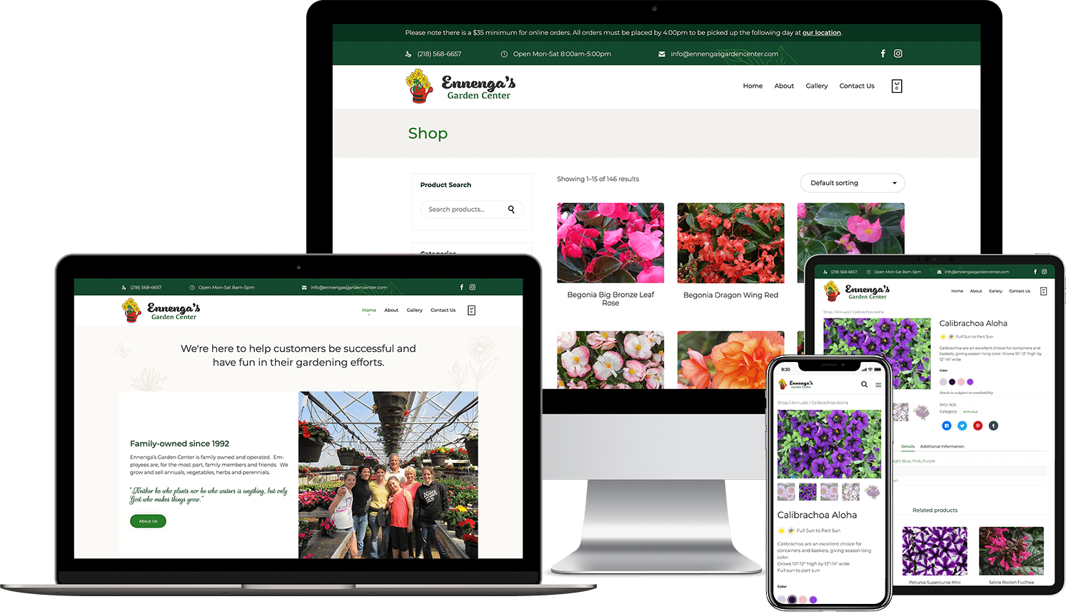 Garden Center Custom WordPress E-commerce Website Design Mockups